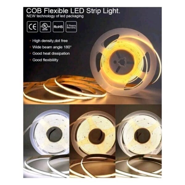 ECOBRIGHT 5M (320L) DC 12V LED COB FLEX STRIPS LIGHT IP 20
