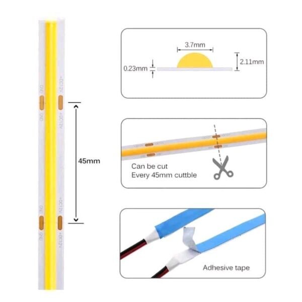 ECOBRIGHT 5M (320L) DC 12V LED COB FLEX STRIPS LIGHT IP 20