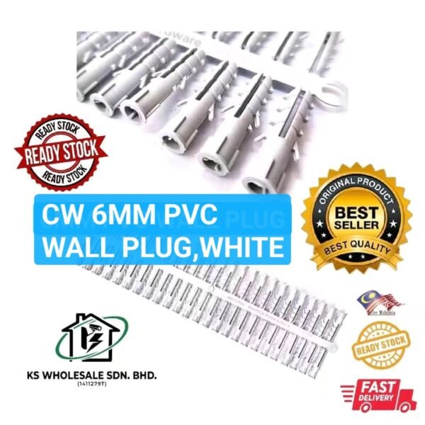 CW 6MM PVC WALL PLUG,WHITE