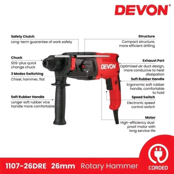 DEVON ROTARY HAMMER 26MM