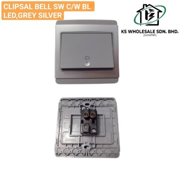 CLIPSAL BELL SW C/W BL LED,GREY SILVER