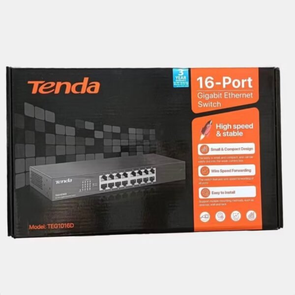 TENDA TEG1016D (16-PORT) 10/100/1000 MPBS GIGABIT SWITCH STEEL CASE