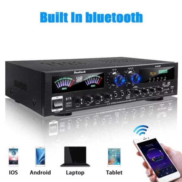 800W BLUETOOTH 5 CHANNEL AUDIO VIDEO POWER AMPLIFIER