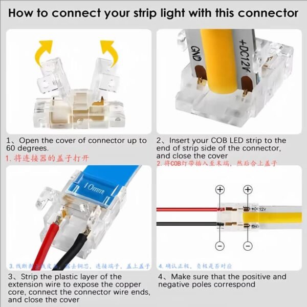 COB STRIP LIGHT CONNECTOR 8MM