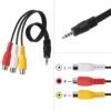 3.5MM AUX JACK PLUG MALE TO 3 RCA FEMALE ADAPTER CONVERTER CABLE