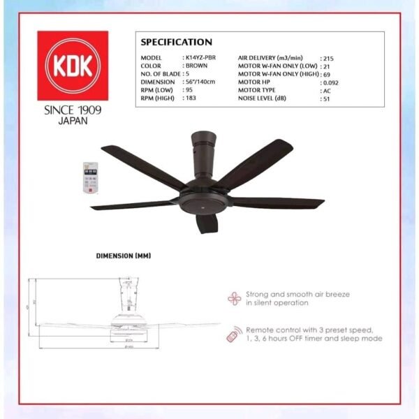 KDK-K14YZ CEILING FAN
