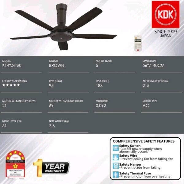 KDK-K14YZ CEILING FAN