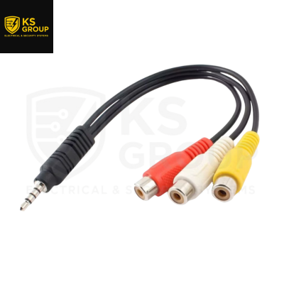 3.5MM AUX JACK PLUG MALE TO 3 RCA FEMALE ADAPTER CONVERTER CABLE