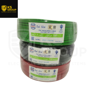 TAISIN 1.5MM2 PVC X 100M (GREEN/BLACK/RED)